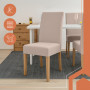 Stolsöverdrag i sammet – set om 6, elastiska, universell passform, beige
