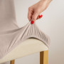 Stolsöverdrag i sammet – set om 6, elastiska, universell passform, beige