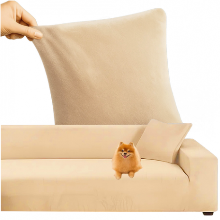 Klädsel till Soffa Universell Passform Beige 145–185 cm, elastisk velour, vattentät
