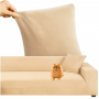Klädsel till Soffa Universell Passform Beige 145–185 cm, elastisk velour, vattentät