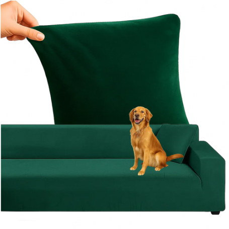 Klädsel till Soffa Universell Passform Grön 145–185 cm, elastisk velour, vattentät