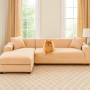 Klädsel till Hörnsoffa Universell passform Beige 190 – 230 cm, elastisk velour, vattentät
