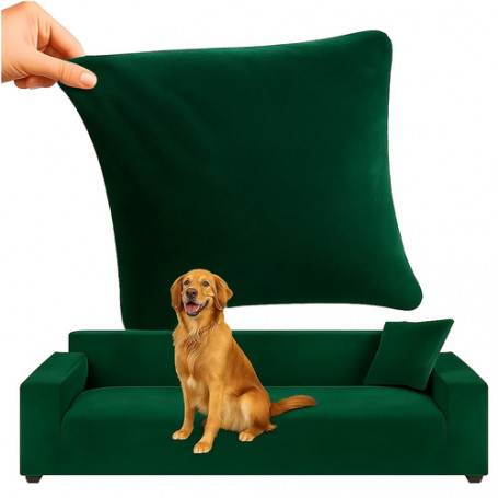 Klädsel till Hörnsoffa Universell passform Grön 190 – 230 cm, elastisk velour, vattentät