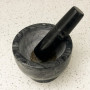 Mortel i naturlig marmor svart, 12,5 x 9 cm (Ø x H), med stöt