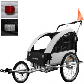 Cykelvagn för barn 3-i-1, för två barn, 150 x 108 x 90 cm Grå