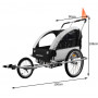 Cykelvagn för barn 3-i-1, för två barn, 150 x 108 x 90 cm Grå