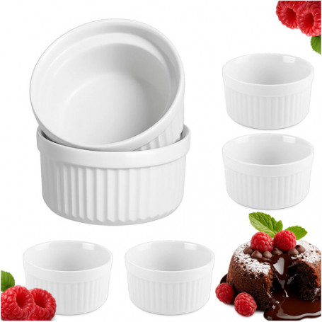 Ramekin i keramik 6-pack, 200 ml, ugns- och mikrosäkra, 9 x 4,6 cm (Ø x H)