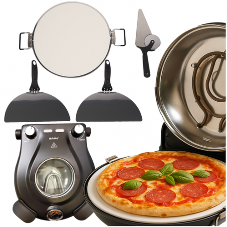 Elektrisk Pizzaugn med Keramisk Sten, tillbehör och temperaturkontroll - 1200 W