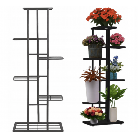Växtställ i Metall med 6 Nivåer, 41 x 22 x 106 cm, Svart