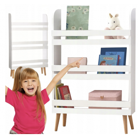 Leksakshylla Med 3 Hyllplan 95 × 15 × 50 cm – Förvaring I Barnrum, Vit