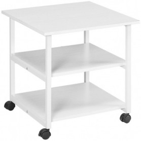 Skrivarvagn med Hyllor – 50 x 50 x 52,5 cm, Hjul med Broms, Vit