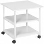 Skrivarvagn med Hyllor – 50 x 50 x 52,5 cm, Hjul med Broms, Vit
