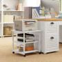 Skrivarvagn med Hyllor – 50 x 50 x 52,5 cm, Hjul med Broms, Vit