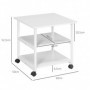 Skrivarvagn med Hyllor – 50 x 50 x 52,5 cm, Hjul med Broms, Vit