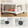 Skrivarvagn med Hyllor – 50 x 50 x 52,5 cm, Hjul med Broms, Vit