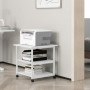 Skrivarvagn med Hyllor – 50 x 50 x 52,5 cm, Hjul med Broms, Vit