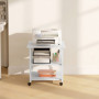 Skrivarvagn med Hyllor – 50 x 50 x 52,5 cm, Hjul med Broms, Vit