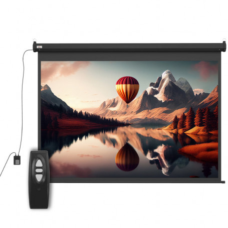 Motoriserad Projektorduk 100” – 203 x 152 cm, 4:3 Format, Fjärrstyrd, Svart