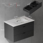 Väggmonterat badrumsskåp med keramiskt handfat Svart – 76 x 46 x 50 cm