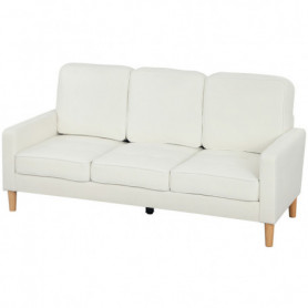 Soffa 3-sits i Sammet med Träben och quiltad design – 185 x 79 x 82 cm