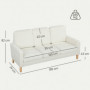 Soffa 3-sits i Sammet med Träben och quiltad design – 185 x 79 x 82 cm