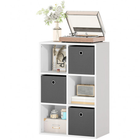 Förvaringshylla med 6 kuber och 3 tyglådor – 53,7 x 30 x 79,8 cm