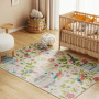 Maskintvättbar Matta till Barnrum med fågelmotiv och halkfri baksid...