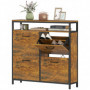 Skoskåp med 4 fällbara lådor och öppen hylla – Industriell Vintage Brun – 98 x 24 x 95 cm