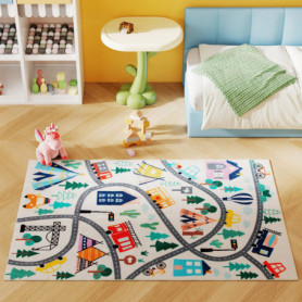 Mjuk Barn Matta med vägmönster och halkfri baksida – 160 x 120 cm