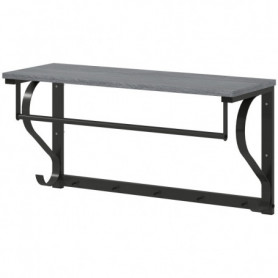 Väggmonterad Hatthylla 3-i-1 med Stång & Krokar – Industriell Greige