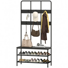 Klädhängare med bänk och skohylla – 3-i-1 hallmöbel