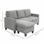 Schäslongsoffa 3-sits Vändbar Grå 197 x 139 x 91 cm