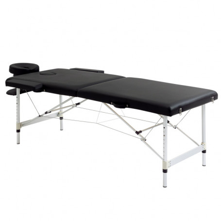 Massagebänk Bärbar Aluminium 210 x 90 x 84 cm - 225 kg Svart
