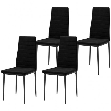 Matstolar i set om 4 med Ergonomiskt Ryggstöd och Metallben Svart