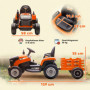 Elbil Traktor för Barn 2-i-1 med Släpvagn, Fjärrkontroll & MP3 Orange
