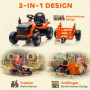 Elbil Traktor för Barn 2-i-1 med Släpvagn, Fjärrkontroll & MP3 Orange