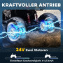 Elektrisk Fyrhjuling för barn 24V med två säten, fjädring & LED-lyktor Svart