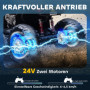 Elektrisk Fyrhjuling för barn 24V med två säten, fjädring & LED-lyktor Blå