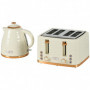 Set med Brödrost 4 Skivor och Vattenkokare 1,7L Blank Räfflad Beige