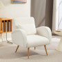 Fåtölj i Fleece med Ländryggskudde Skandi Modern Design Krämvit