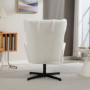 Fåtölj i Sherpa-Fleece – Ergonomisk Design med 360° Rotation Krämvit