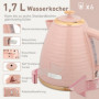 Set med Brödrost 4 Skivor och Vattenkokare 1,7L Blank Räfflad Rosa