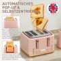 Set med Brödrost 4 Skivor och Vattenkokare 1,7L Blank Räfflad Rosa