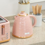 Set med Brödrost 4 Skivor och Vattenkokare 1,7L Blank Räfflad Rosa