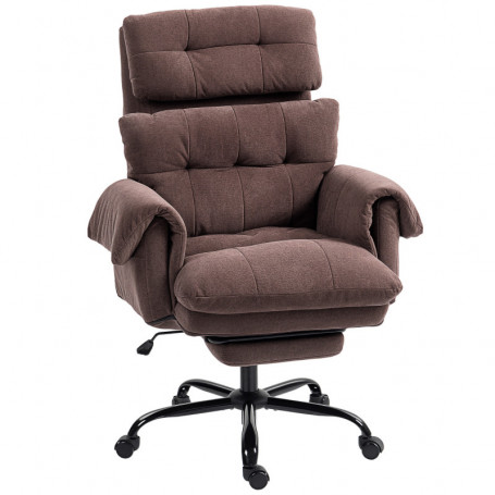 Ergonomisk Kontorsfåtölj med Fotstöd, Justerbart Ryggstöd & Tjock Stoppning Brun