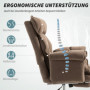 Ergonomisk Kontorsfåtölj med Fotstöd, Justerbart Ryggstöd & Sammetsklädsel Ljusbrun