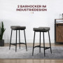 Barstolar 2-pack Ergonomisk Stoppad Konstläder Industriell Grå