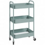 Köksvagn stål blå med 3 hyllor & 4 hjul 45×30,6×79 cm rullvagn