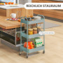 Köksvagn stål blå med 3 hyllor & 4 hjul 45×30,6×79 cm rullvagn