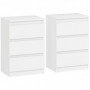 Sängbord 2-pack vit minimalistisk design med 3 lådor Trä 40×30×59,5 cm